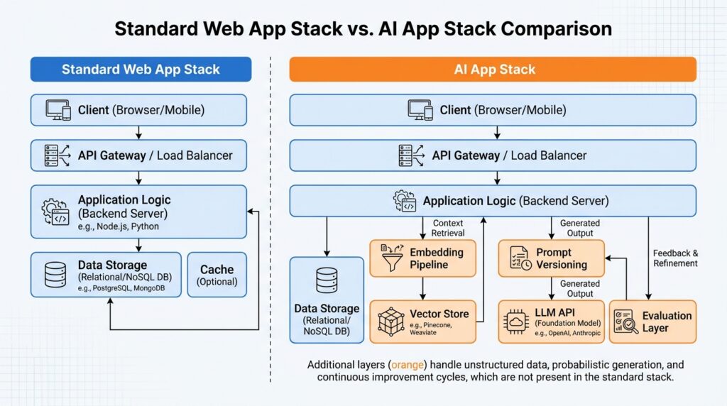 AI App Actually Requires vs. a Standard Web App