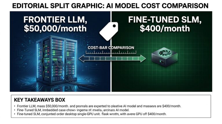 Small language models vs large language models 2026 cost comparison graphic showing enterprise infrastructure pricing
